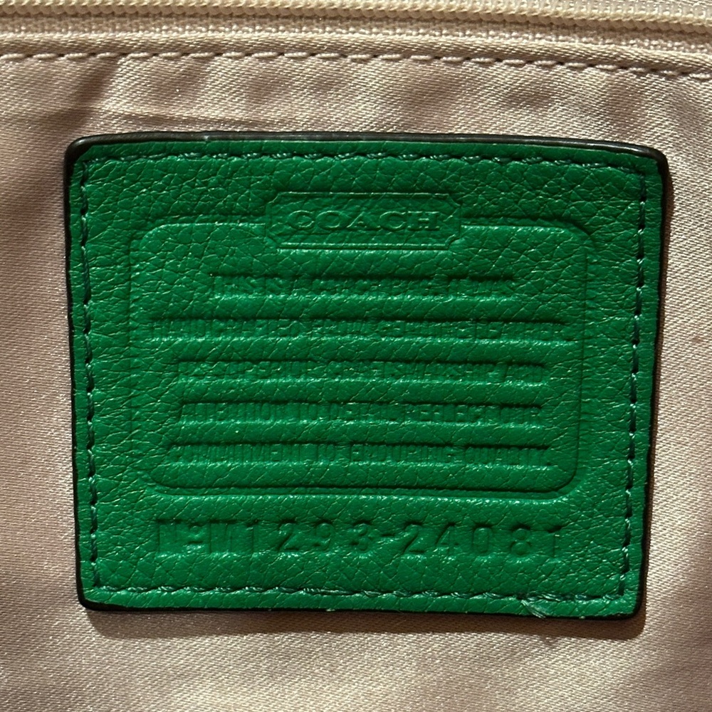 Coach vintage Green Leather Tote Bag purse - Picture 2 of 5